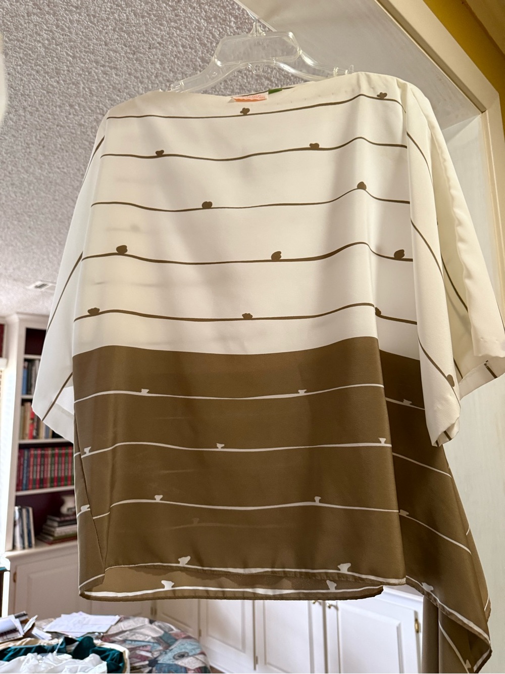 Vintage 2 pc set skirt & Striped Tunic Top in White and Brown lady Carol of NY